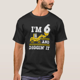 Camiseta Camión de construcción 6.ª Excavadora de cumpleaño