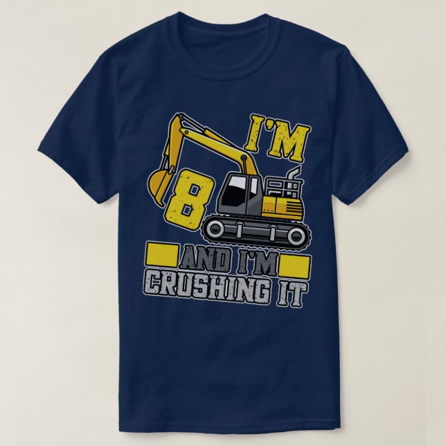 Camiseta Camión de construcción de aplastamiento de 8 años  (Diseño del anverso)