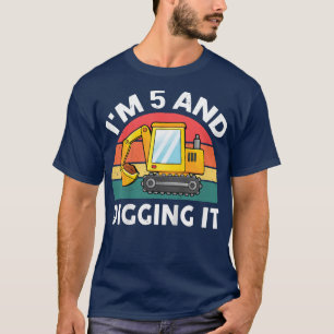 Camiseta Camión de construcción infantil 5 cumpleaños 5 año