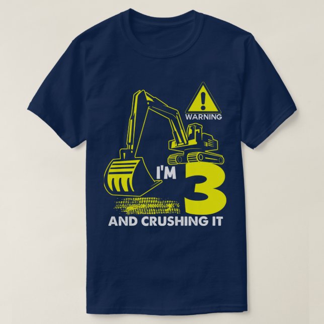 Camiseta Camión de construcción infantil tercer cumpleaños  (Diseño del anverso)