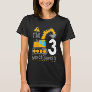 Camiseta Camión de construcción infantil tercer cumpleaños,