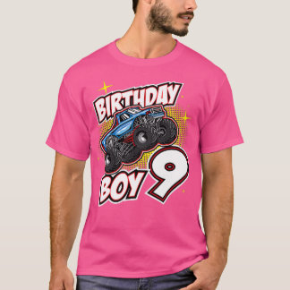 Camiseta Camión de cumpleaños 9 monstruos saltando 9