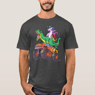 Camiseta Camión de dinosaurio unicornio de mano divertida a