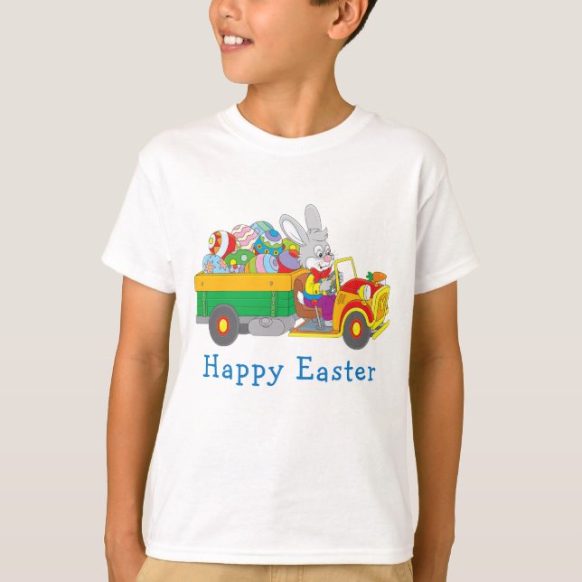 Camiseta Camión de entrega de conejo de Pascua (Anverso)