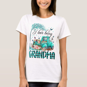 Camiseta Camión de flores me encanta ser la abuela mariposa