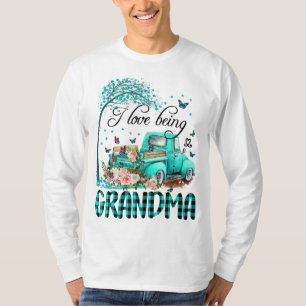 Camiseta Camión de flores me encanta ser la abuela mariposa