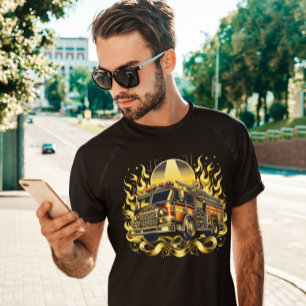 Camiseta Camión De Fuego En Llamas