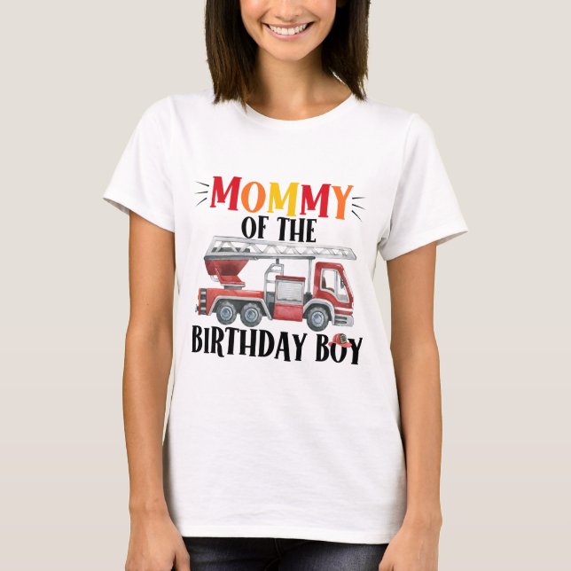 Camiseta Camión De Fuego Mami Del Niño De Cumpleaños (Anverso)