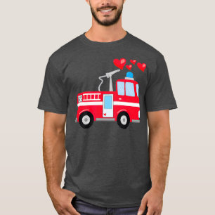 Camiseta Camión De Fuego Rojo día de San Valentín Para N