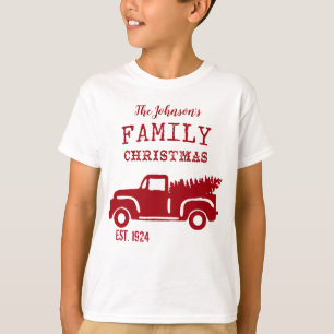 Camiseta Camión de granja familiar niños rojo