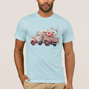 Camiseta Camión de granjero de cosecha rosa