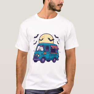 Camiseta Camión de helado embrujado Arte retro de Halloween