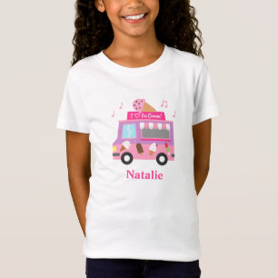 Camiseta Camión de helados rosa morado dulce para niñas