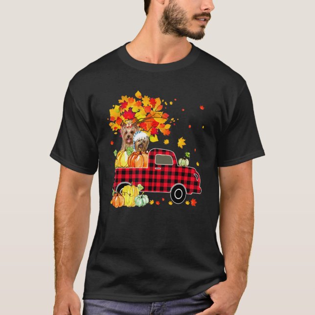 Camiseta Camión de la Calabaza Terrier de Yorkshire Hoja de (Anverso)