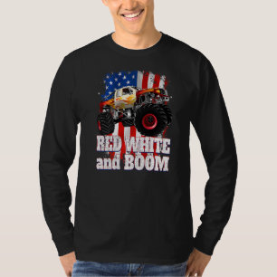 Camiseta Camión De Monstruo Blanco Rojo Y Boom