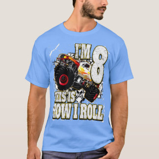 Camiseta Camión de Monstruo de 8 Años Cumpleaños