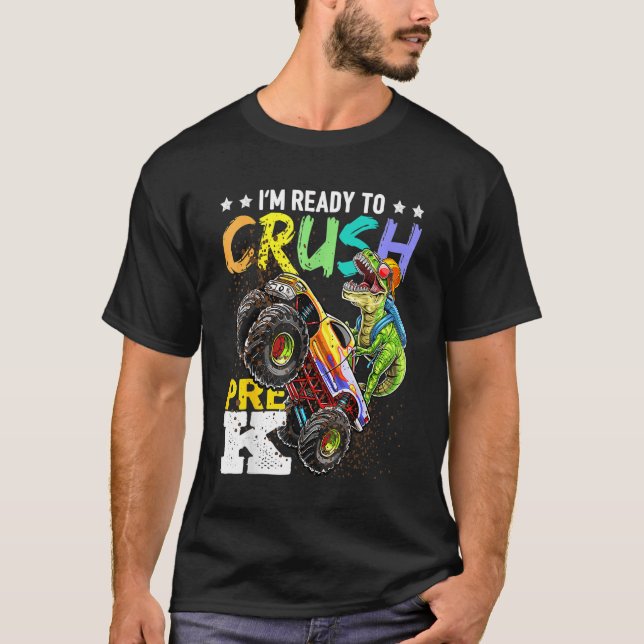 Camiseta Camión De Monstruo De Dinosaurio Previo A Quemar D (Anverso)