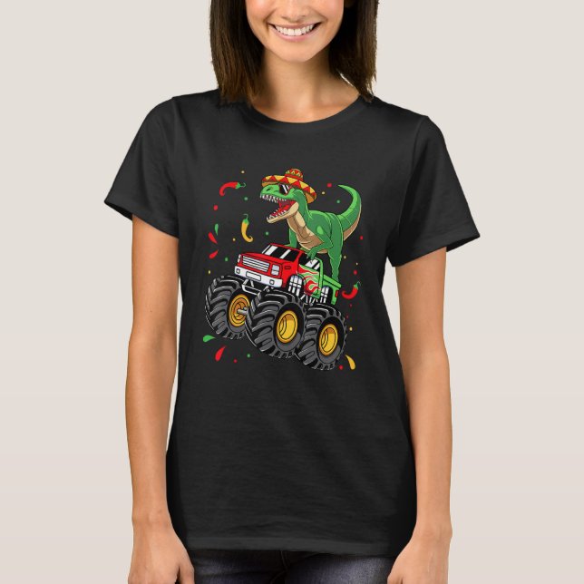 Camiseta Camión de Monstruo de Dinosaurios Cinco de Mayo Ni (Anverso)