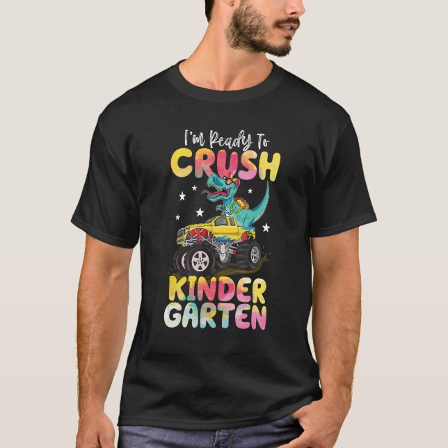 Camiseta Camión de Monstruo de Dinosaurios Crush Kindergart (Anverso)