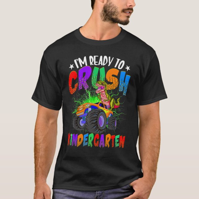 Camiseta Camión de Monstruo de Dinosaurios Crush Kindergart (Anverso)