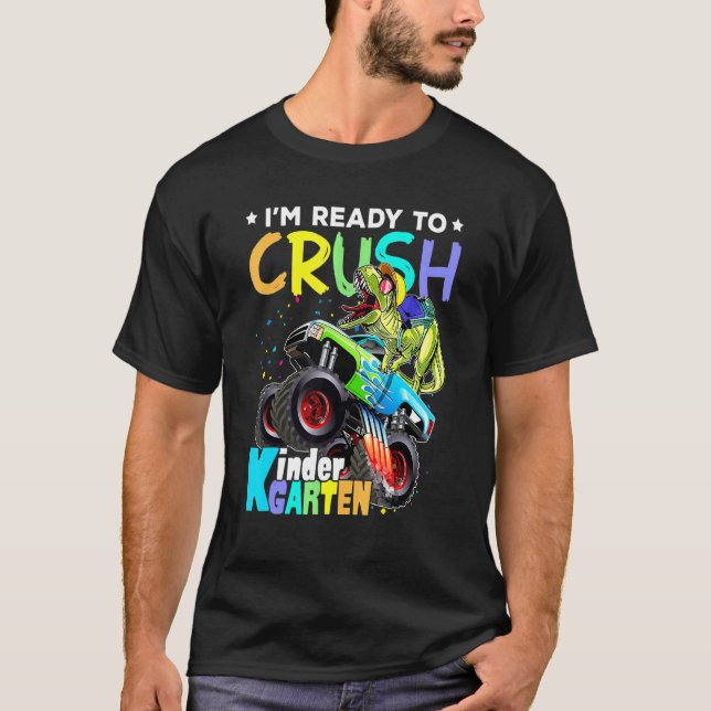 Camiseta Camión de Monstruo de Dinosaurios Crush Kindergart (Anverso)