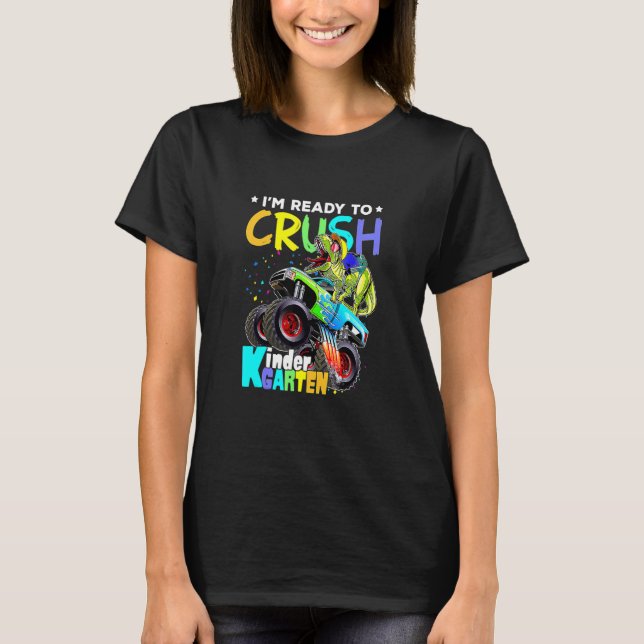 Camiseta Camión de Monstruo de Dinosaurios Crush Kindergart (Anverso)