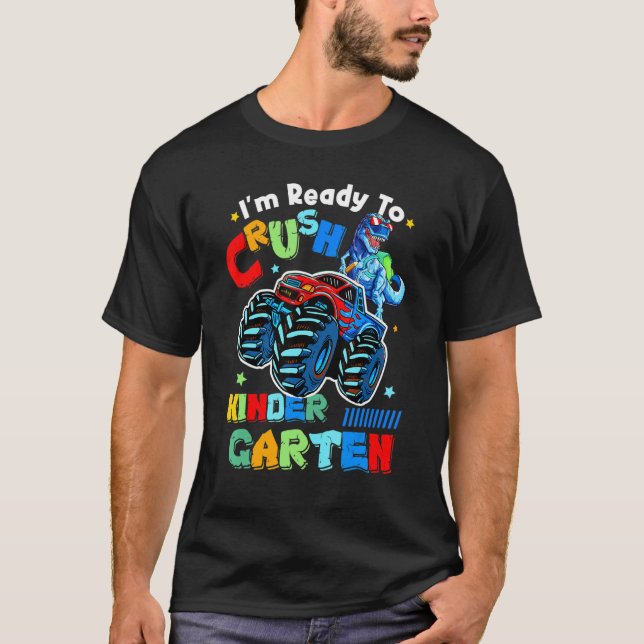Camiseta Camión de Monstruo de Dinosaurios Crush Kindergart (Anverso)