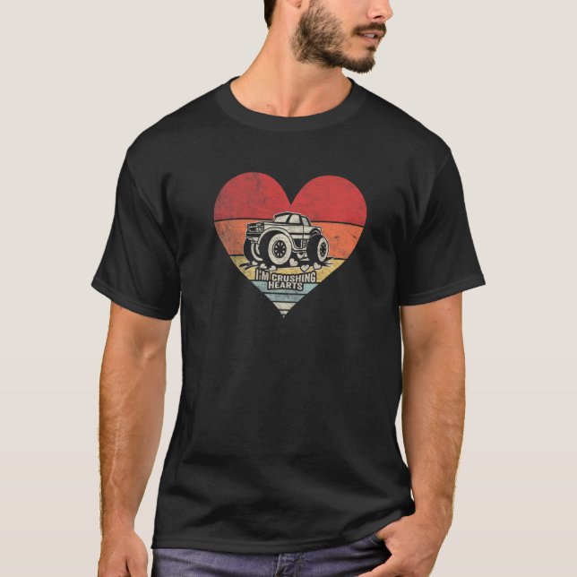 Camiseta Camión de Monstruo de Niños I Crush Hearts Valenti (Anverso)