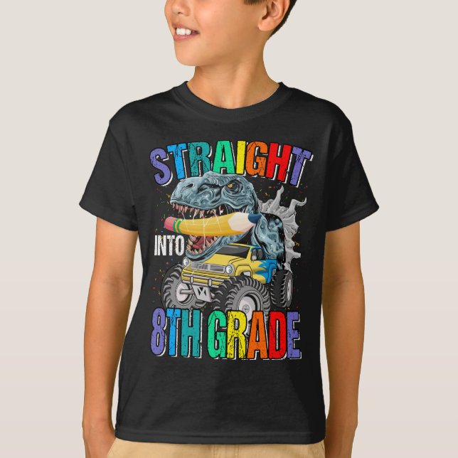 Camiseta Camión de Monstruo de Octavo Grado Dinosaurio (Anverso)