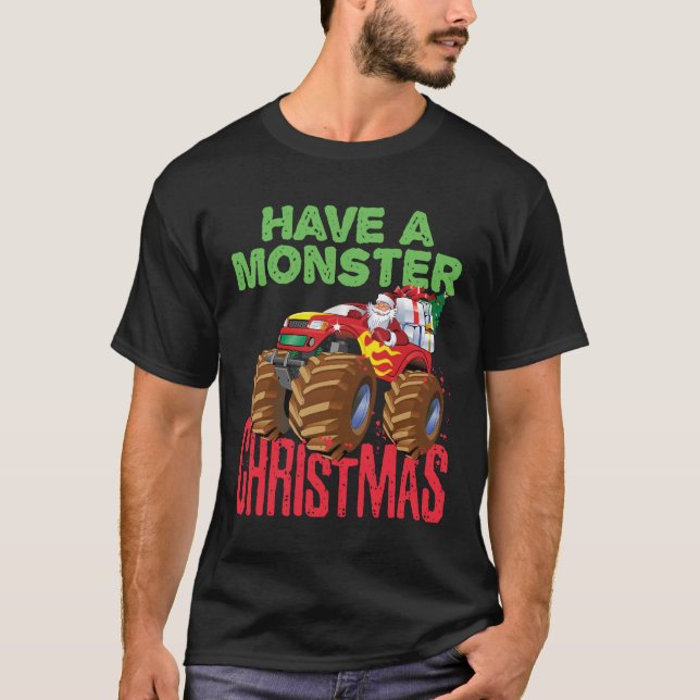 Camiseta Camión de Monstruo de Santa Riding tiene Navidades (Anverso)
