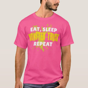 Camiseta Camión de Monstruo de Sueño Comido Repita La Placa