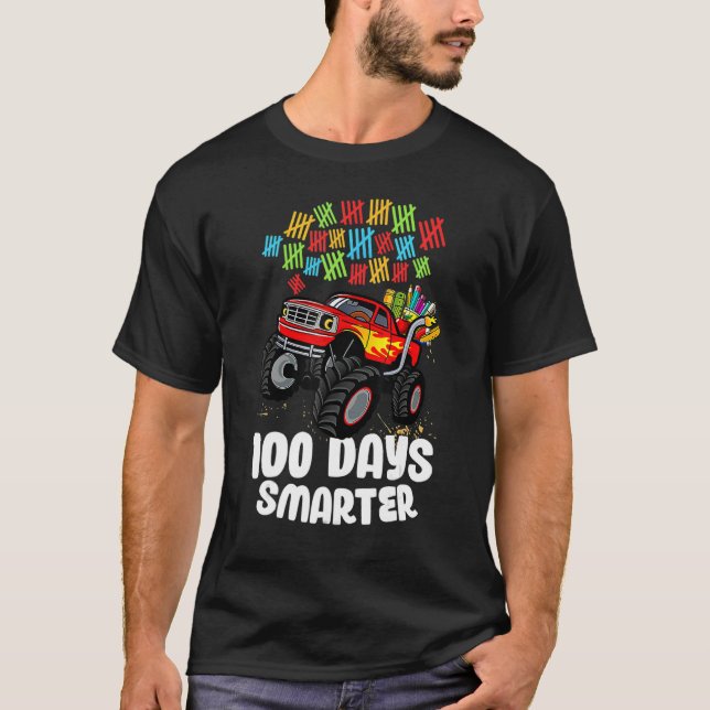 Camiseta Camión De Monstruo Escolar 100 Smarter_2 (Anverso)
