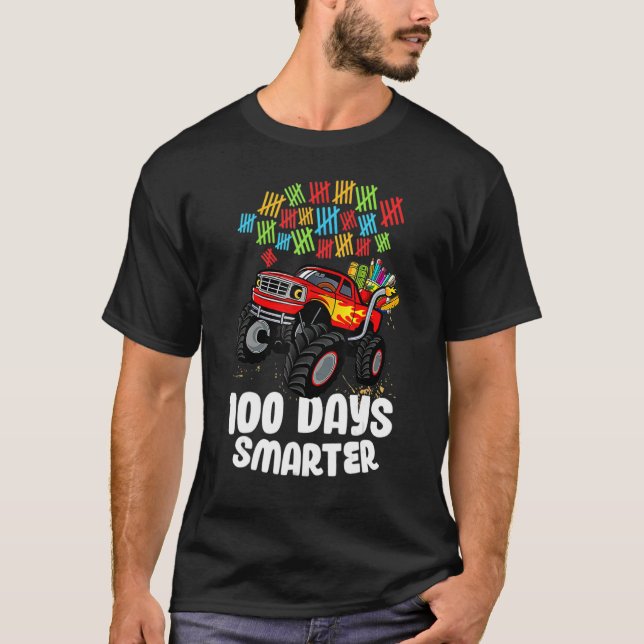 Camiseta Camión De Monstruo Escolar 100 Smarter_5 (Anverso)