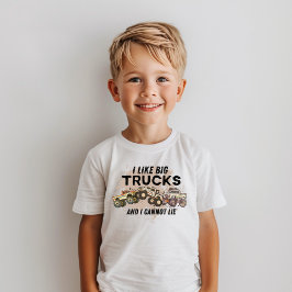 Camiseta Camión de Monstruo Gracioso Niños Tipografía Moder