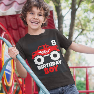 Camiseta Camión de monstruo rojo de cumpleaños con negro de