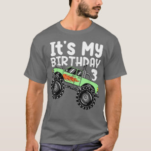 Camiseta Camión de Monstruo Temático de Mi Cumpleaños 3 Niñ