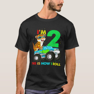 Camiseta Camión de Monstruo Tigre, niños de segundo cumplea