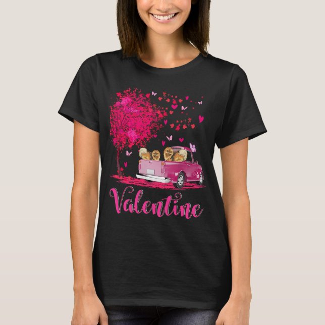 Camiseta Camión de parejas de pomerania feliz día de San Va (Anverso)