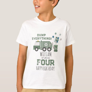 Camiseta Camión de reciclaje verde lindo niños nombre cumpl