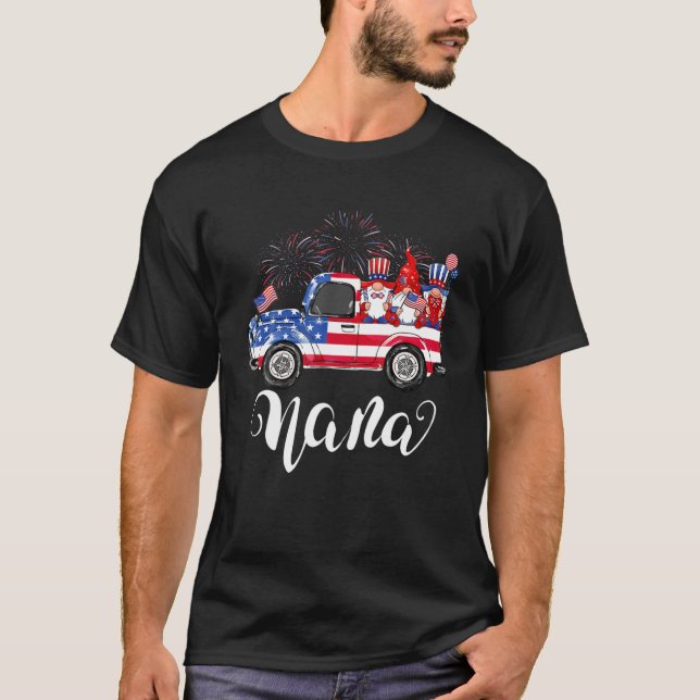 Camiseta Camión de recogida Tío Sam Gnomes Bandera American (Anverso)