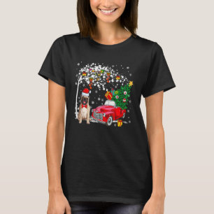 Camiseta Camión de recolección rojo de Santa Pug con árbol 