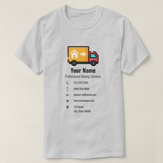 Camiseta camión de servicios de traslado de personalizable (Diseño del anverso)