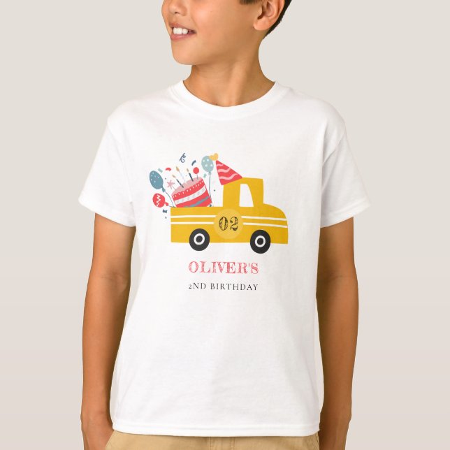 Camiseta Camión de tarta de cumpleaños de cualquier edad de (Anverso)