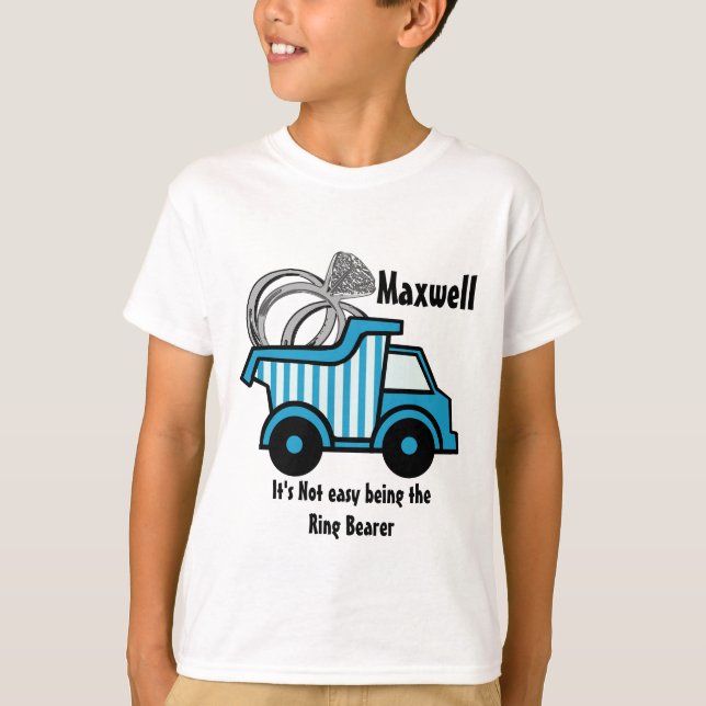 Camiseta Camión de volquete azul del portador del anillo (Anverso)