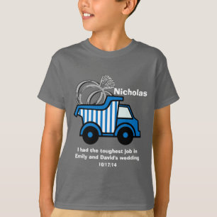 Camiseta Camión de volquete azul del portador del anillo