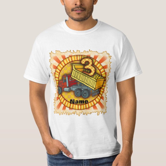 Camiseta Camión de volteo para el tercer cumpleaños (Anverso)