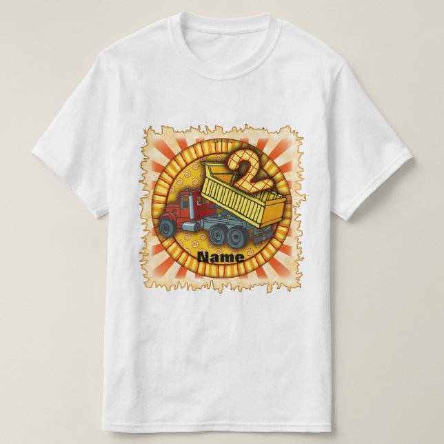 Camiseta Camión de volteo para segundo cumpleaños (Diseño del anverso)