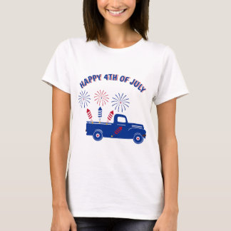 Camiseta Camión del 4 de julio feliz con petardos