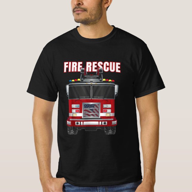 Camiseta Camión del Departamento de Bomberos de Rescate de  (Anverso)