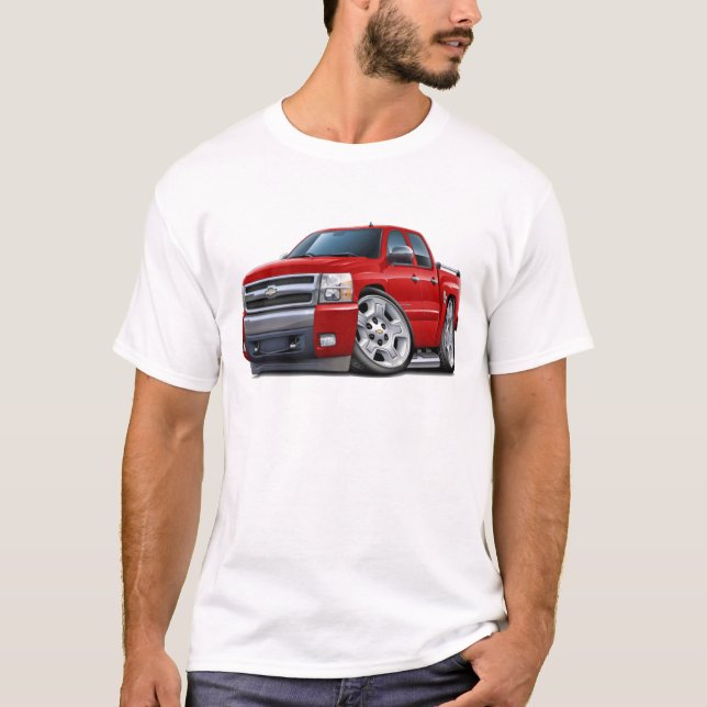 Camiseta Camión del rojo de Chevy Silverado Dualcab (Anverso)